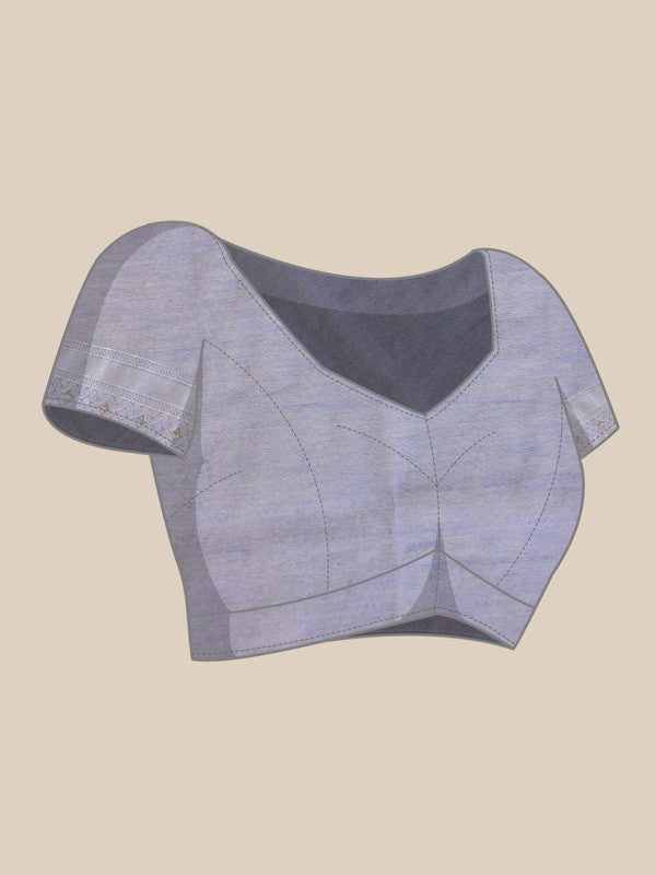 Gray Cotton Woven Zari Design Floral Saree with Unstitched Blouse - Hiral Fashion