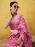 Pink Cotton Woven Zari Design Floral Saree with Unstitched Blouse - Hiral Fashion