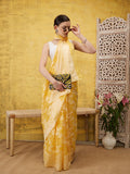Yellow Cotton Woven Zari Design Floral Saree with Unstitched Blouse - Hiral Fashion