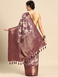 Beige Kanchipuram Silk Digital Print Geomatric Saree with Unstitched Blouse - Hiral Fashion