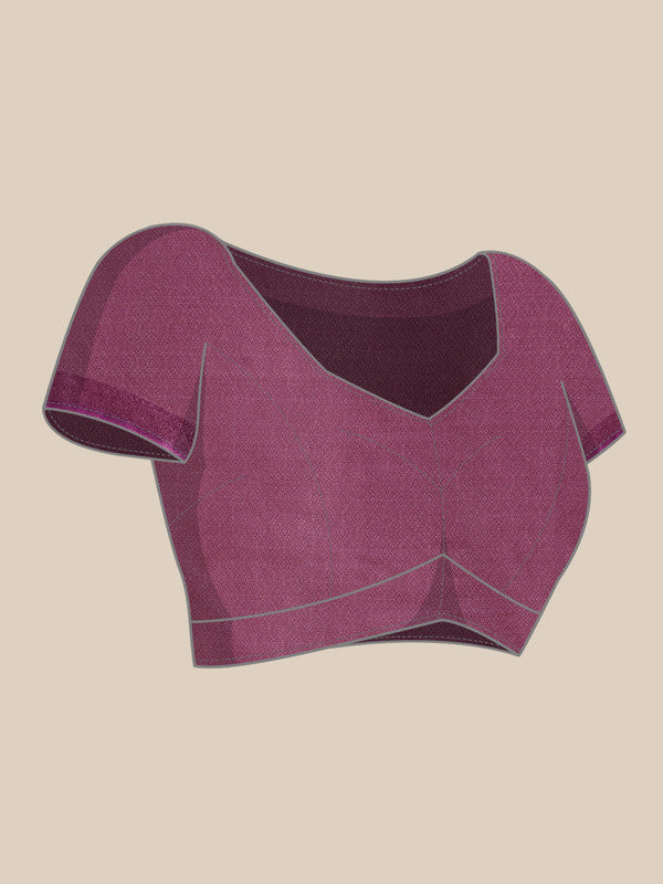 Purple Kanjeevaram Silk Digital Print Geomatric Saree with Unstitched Blouse - Hiral Fashion
