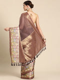 Maroon Kanjeevaram Silk Digital Print Striped Saree with Unstitched Blouse - Hiral Fashion