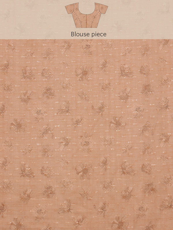 Peach Chiffon Digital Print Floral Saree with Unstitched Blouse - Hiral Fashion