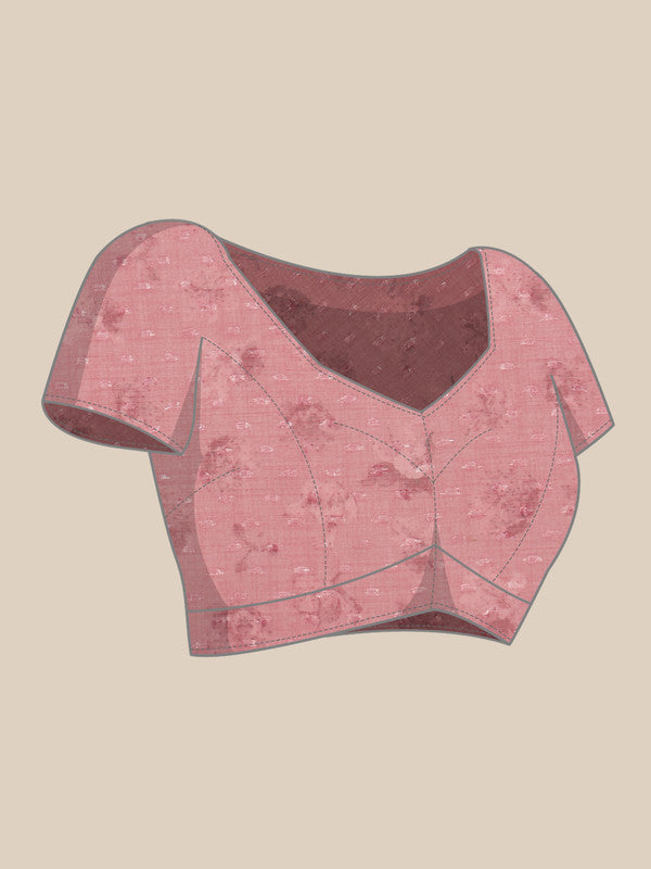 Pink Chiffon Digital Print Floral Saree with Unstitched Blouse - Hiral Fashion