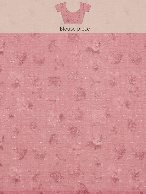 Pink Chiffon Digital Print Floral Saree with Unstitched Blouse - Hiral Fashion