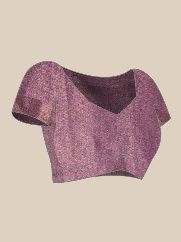 Lavender Cotton Digital Print Floral Saree with Unstitched Blouse - Hiral Fashion