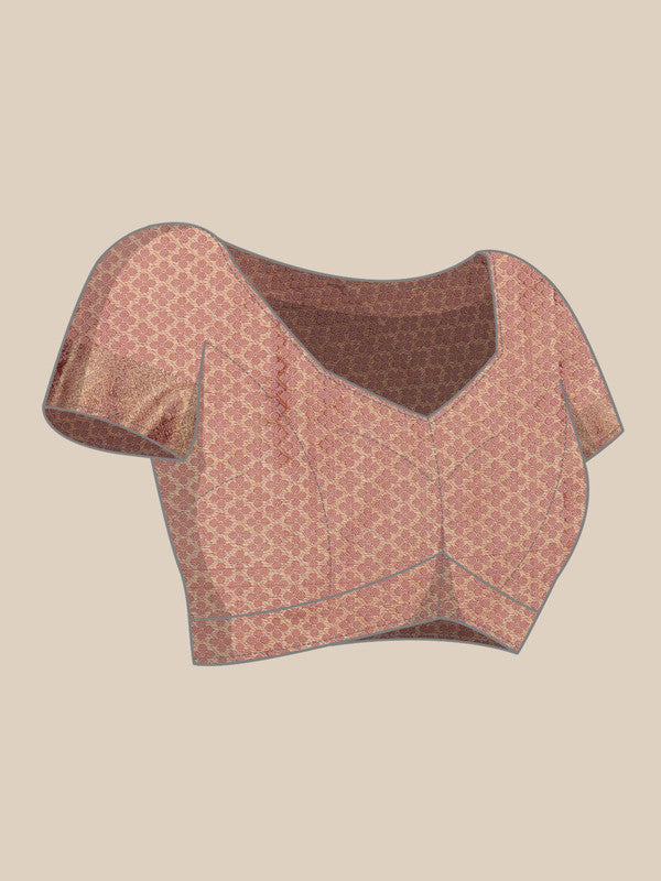 Pink Cotton Digital Print Floral Saree with Unstitched Blouse - Hiral Fashion