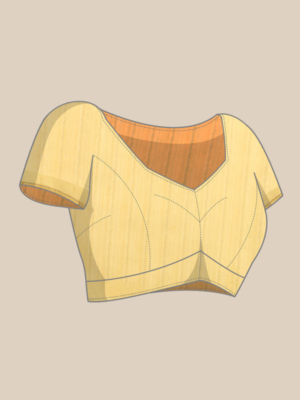 Mustard Cotton Blend Digital Print Striped Saree with Unstitched Blouse - Hiral Fashion