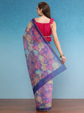 Multicolor Cotton Blend Digital Print Floral Saree with Unstitched Blouse - Hiral Fashion