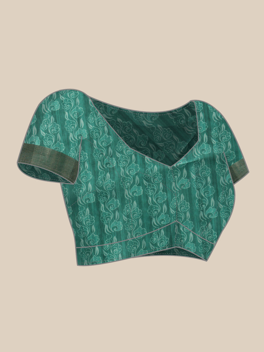 Hiral Fashion Teal Ikkat Kotha Silk Floral Digital Print Saree