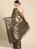 Multicolor Kanchipuram Silk Digital Print Floral Saree with Unstitched Blouse - Hiral Fashion