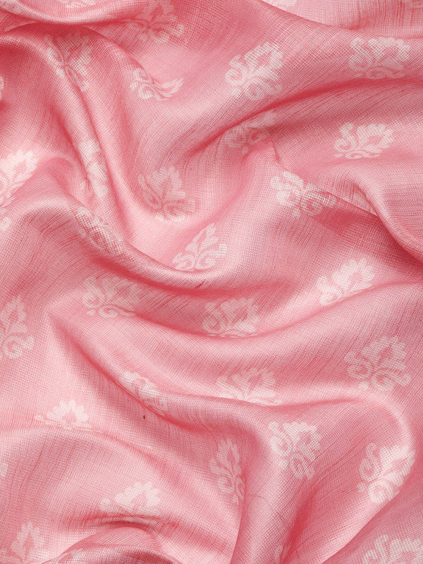 Pink Cotton Blend Digital Print Floral Saree with Unstitched Blouse - Hiral Fashion
