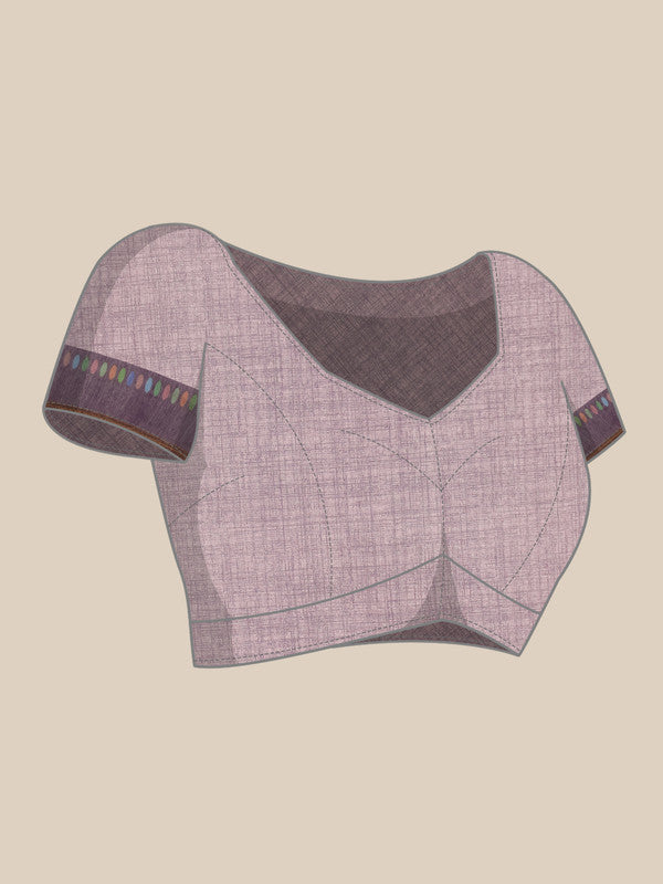 Lavender Cotton Blend Digital Print Floral Saree with Unstitched Blouse - Hiral Fashion