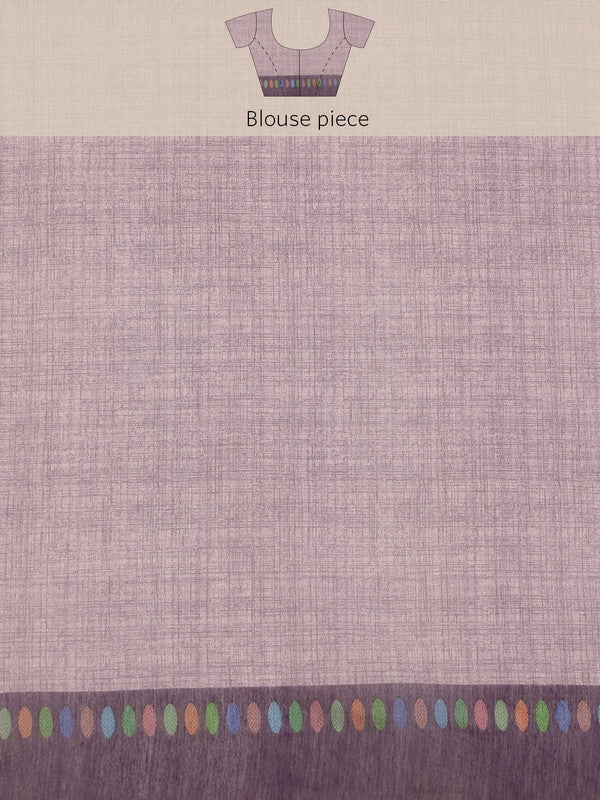 Lavender Cotton Blend Digital Print Floral Saree with Unstitched Blouse - Hiral Fashion