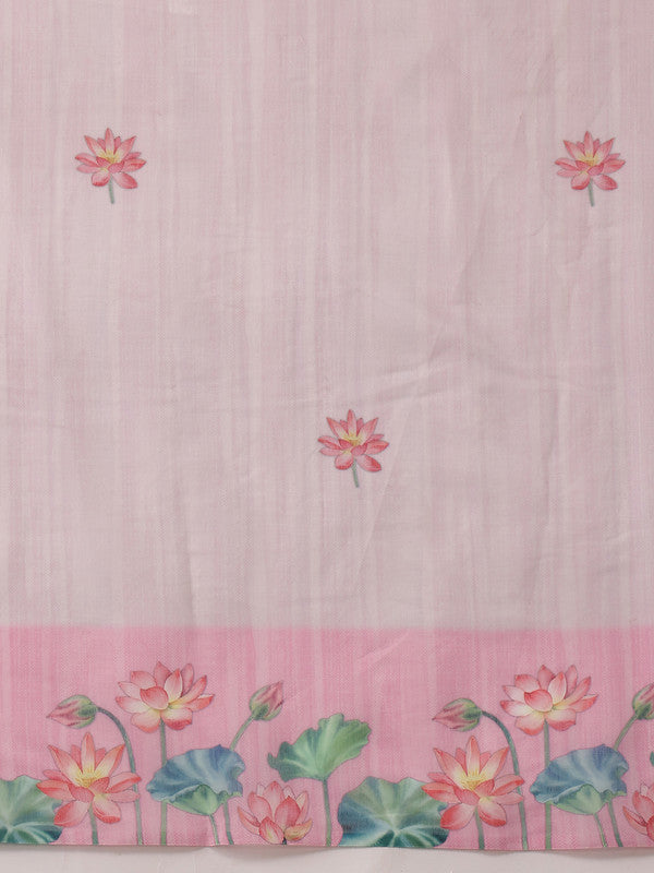 Light Pink Cotton Blend Digital Print Animal Print Saree with Unstitched Blouse - Hiral Fashion