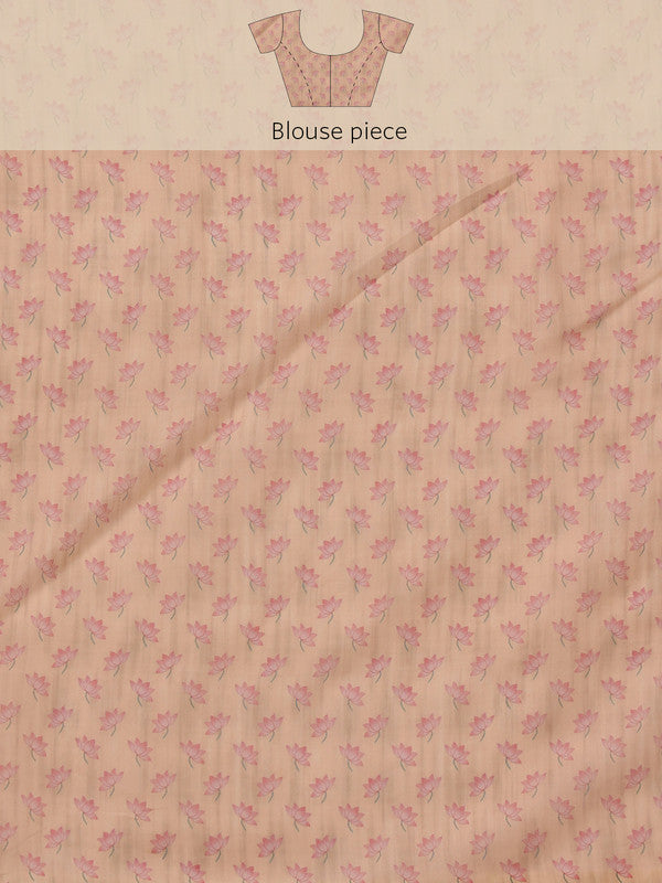 Light Pink Cotton Blend Digital Print Animal Print Saree with Unstitched Blouse - Hiral Fashion