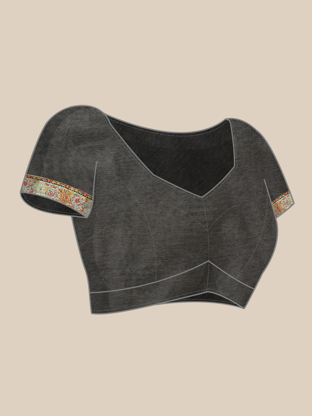 Black Cotton Blend Woven Thread Floral Saree with Unstitched Blouse - Hiral Fashion
