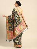 Green Cotton Blend Woven Thread Floral Saree with Unstitched Blouse - Hiral Fashion