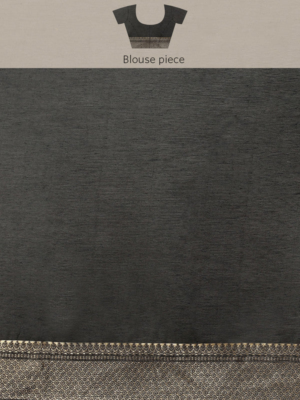 Black Cotton Blend Woven Thread Floral Saree with Unstitched Blouse - Hiral Fashion