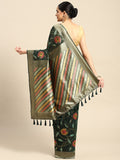 Green Cotton Blend Woven Thread Floral Saree with Unstitched Blouse - Hiral Fashion