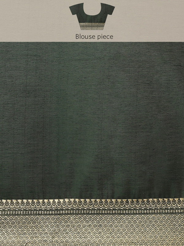 Green Cotton Blend Woven Thread Floral Saree with Unstitched Blouse - Hiral Fashion