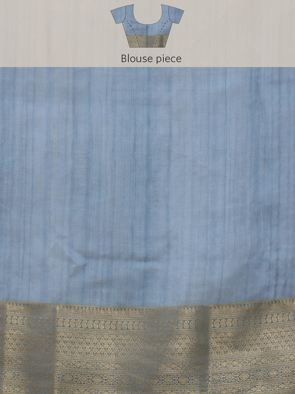 Blue Kota Doria Embroidered Floral Saree with Unstitched Blouse - Hiral Fashion