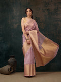 Pink Kota Doria Embroidered Floral Saree with Unstitched Blouse - Hiral Fashion