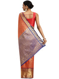 Red Pure Silk Woven Zari Design Polka Dots Saree with Unstitched Blouse - Hiral Fashion