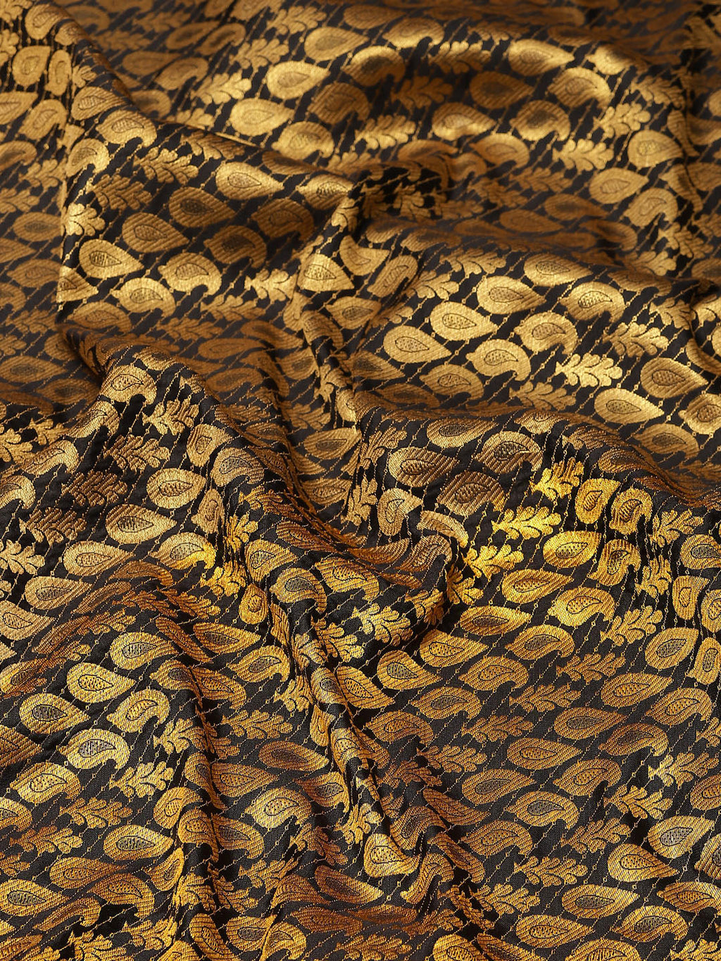 Black Brocade Woven Zari Design Paisely Saree with Unstitched Blouse - Hiral Fashion