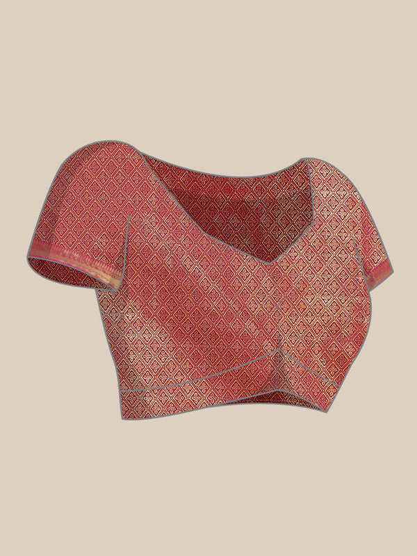 Green Brocade Woven Zari Design Paisely Saree with Unstitched Blouse - Hiral Fashion