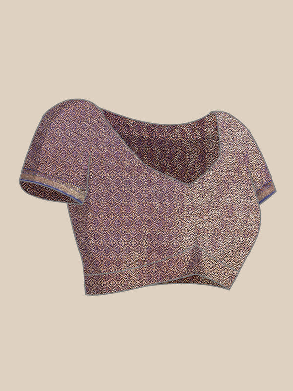 Pink Brocade Woven Zari Design Paisely Saree with Unstitched Blouse - Hiral Fashion