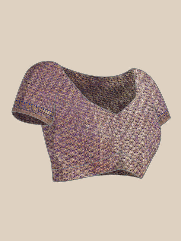 Red Brocade Woven Zari Design Paisely Saree with Unstitched Blouse - Hiral Fashion