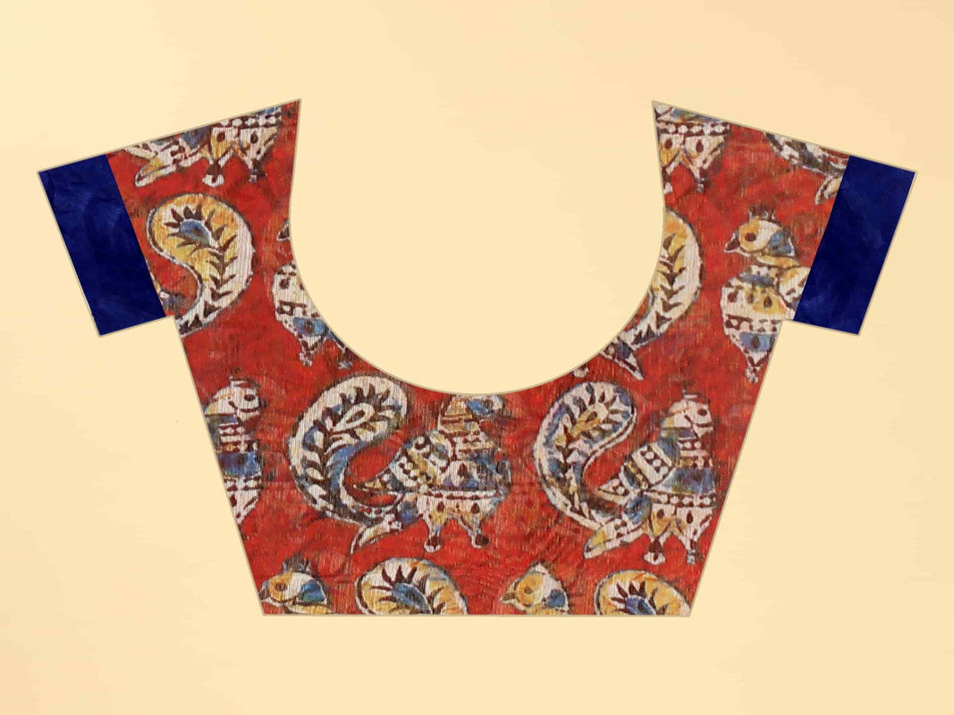 Blue Cotton Blend Printed Bandhani Saree with Unstitched Blouse - Hiral Fashion
