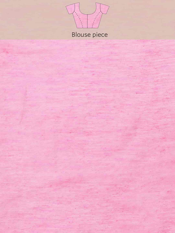 Pink Pure Cotton Woven Zari Design Paisley Saree with Unstitched Blouse - Hiral Fashion