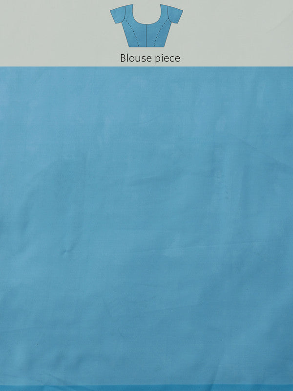 Blue Polyester Digital Print Abstract Saree with Unstitched Blouse - Hiral Fashion