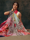 Multicolor Polyester Digital Print Abstract Saree with Unstitched Blouse - Hiral Fashion
