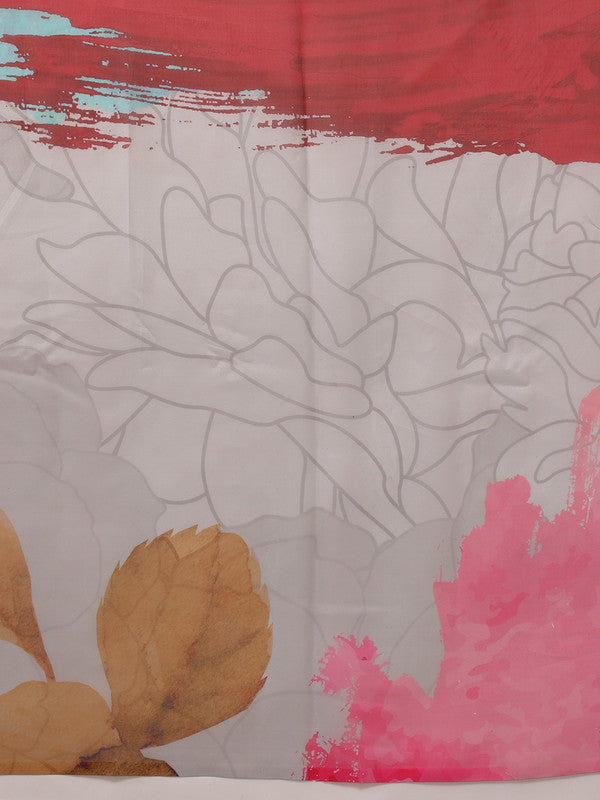 Multicolor Polyester Digital Print Abstract Saree with Unstitched Blouse - Hiral Fashion