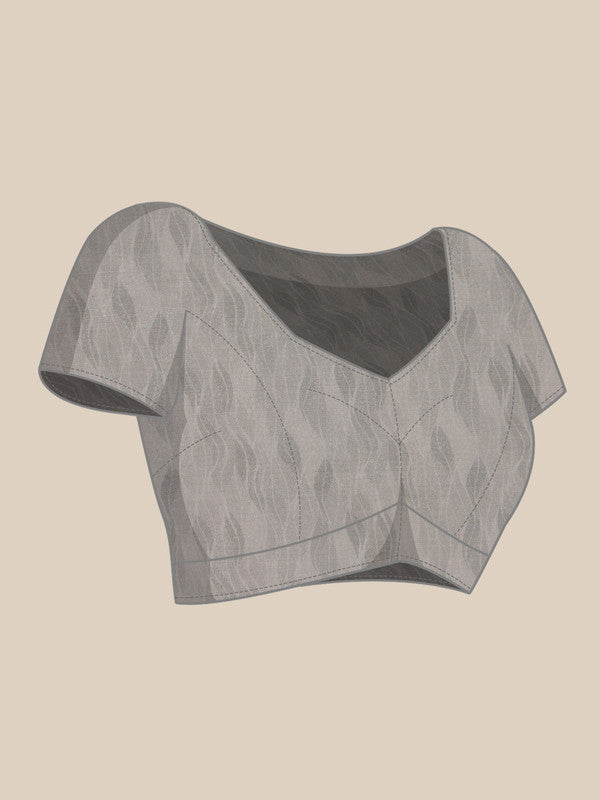 Gray Cotton Blend Digital Print Abstract Saree with Unstitched Blouse - Hiral Fashion