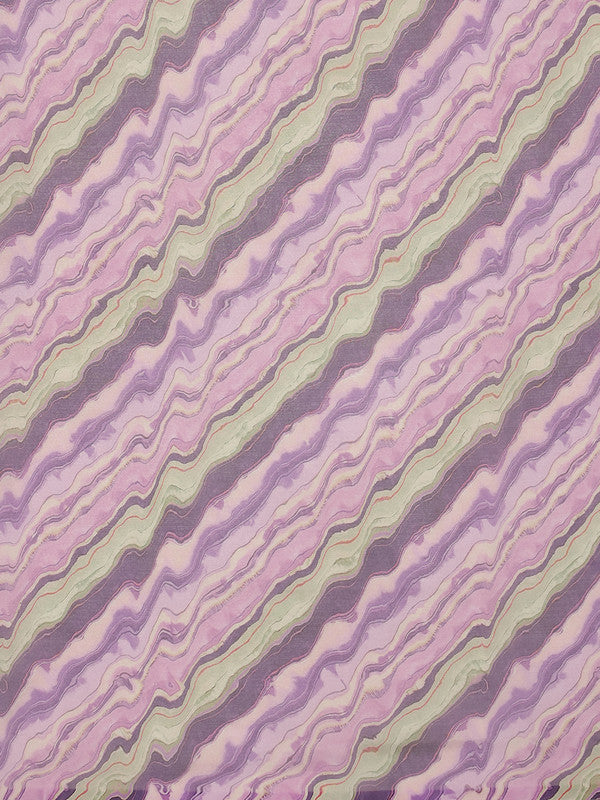 Lavender Cotton Blend Digital Print Abstract Saree with Unstitched Blouse - Hiral Fashion