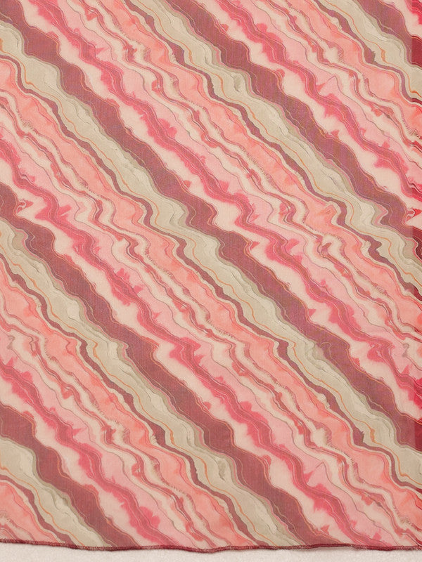 Multicolor Cotton Blend Digital Print Abstract Saree with Unstitched Blouse - Hiral Fashion