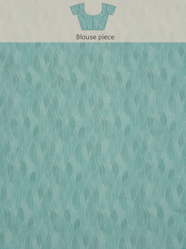Turquoise Cotton Blend Digital Print Abstract Saree with Unstitched Blouse - Hiral Fashion
