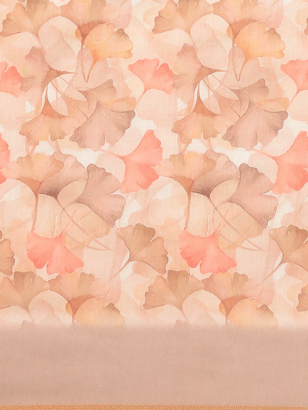 Beige Pure Cotton Printed Floral Saree with Unstitched Blouse - Hiral Fashion