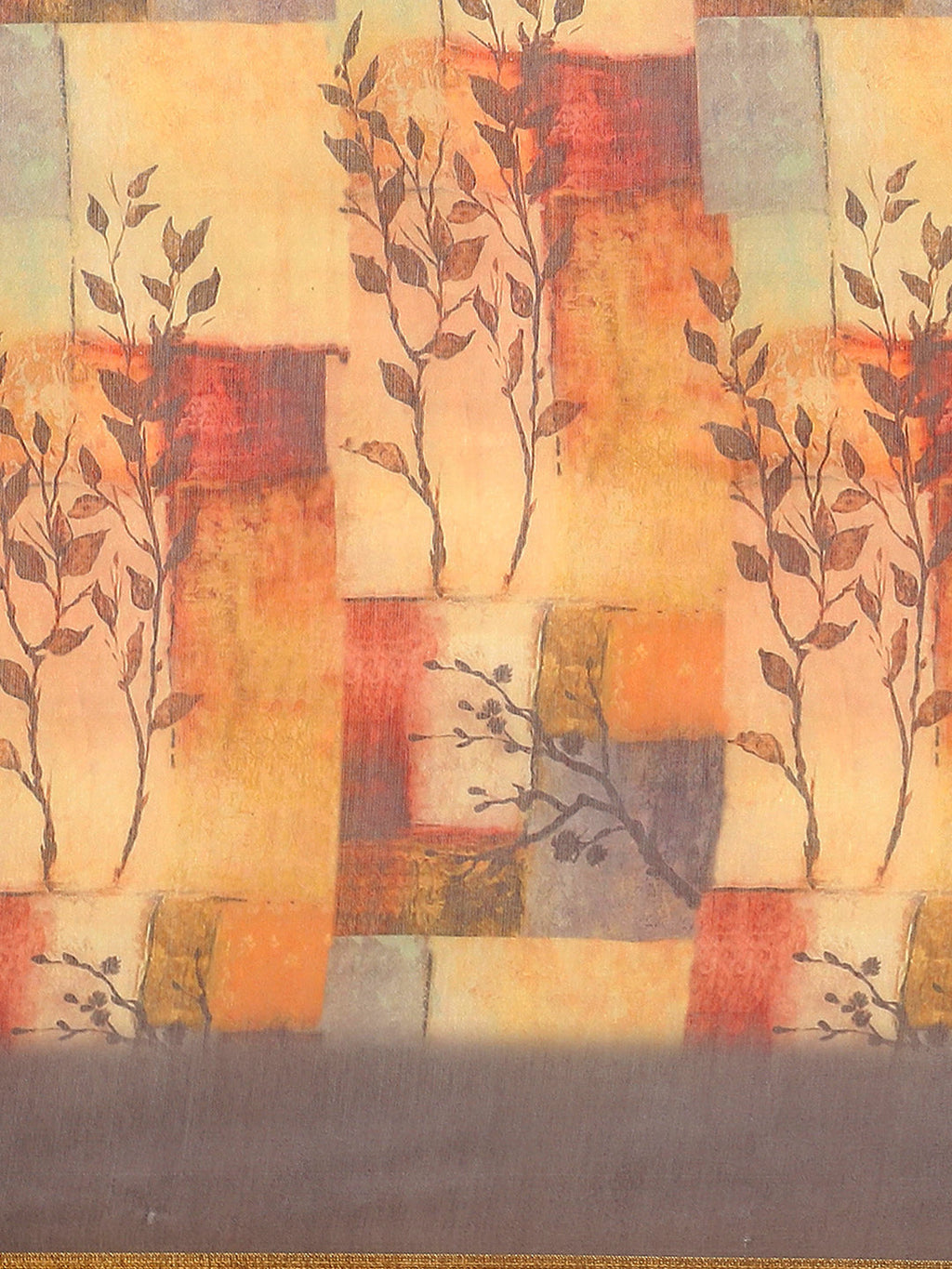 Multicolor Pure Cotton Printed Floral Saree with Unstitched Blouse - Hiral Fashion