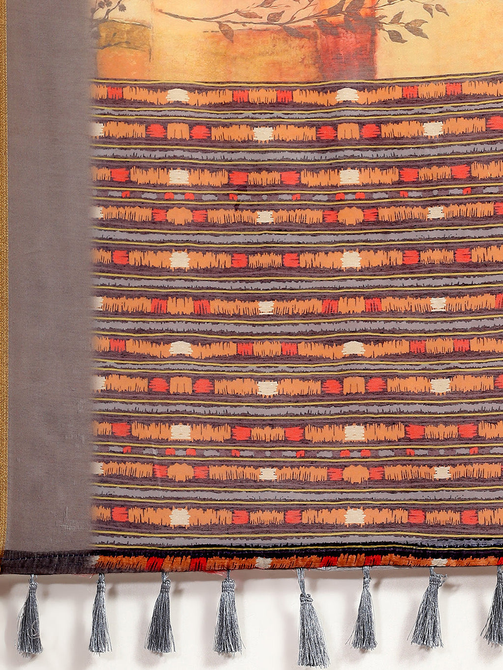 Multicolor Pure Cotton Printed Floral Saree with Unstitched Blouse - Hiral Fashion
