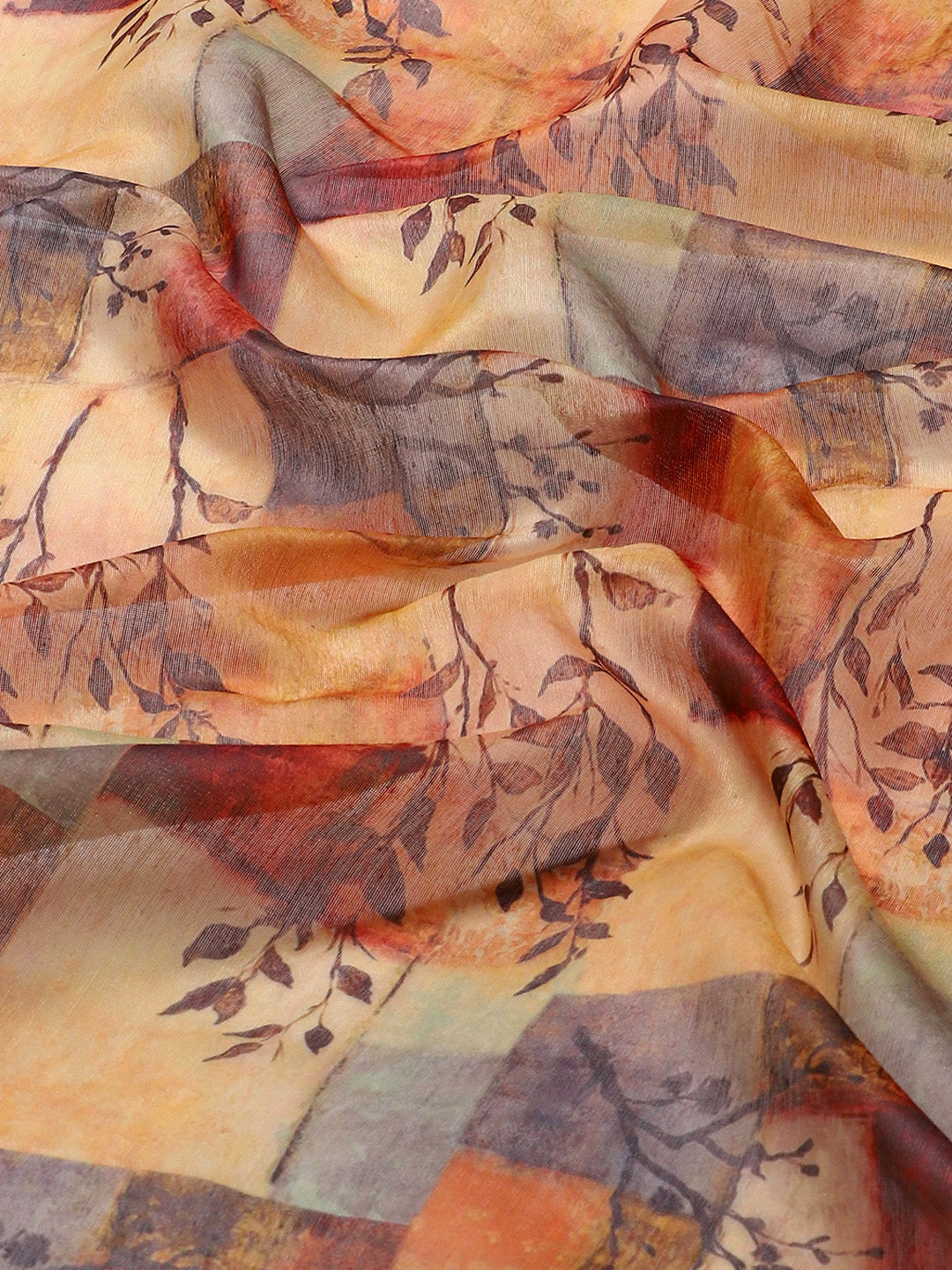 Multicolor Pure Cotton Printed Floral Saree with Unstitched Blouse - Hiral Fashion