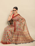 Green Pure Cotton Printed Floral Saree with Unstitched Blouse - Hiral Fashion