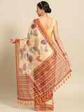 Mustard Pure Cotton Printed Floral Saree with Unstitched Blouse - Hiral Fashion