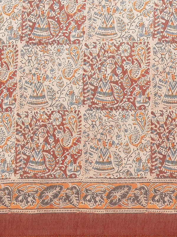 Multicolor Pure Cotton Printed Floral Saree with Unstitched Blouse - Hiral Fashion