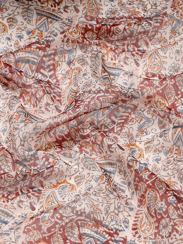 Multicolor Pure Cotton Printed Floral Saree with Unstitched Blouse - Hiral Fashion