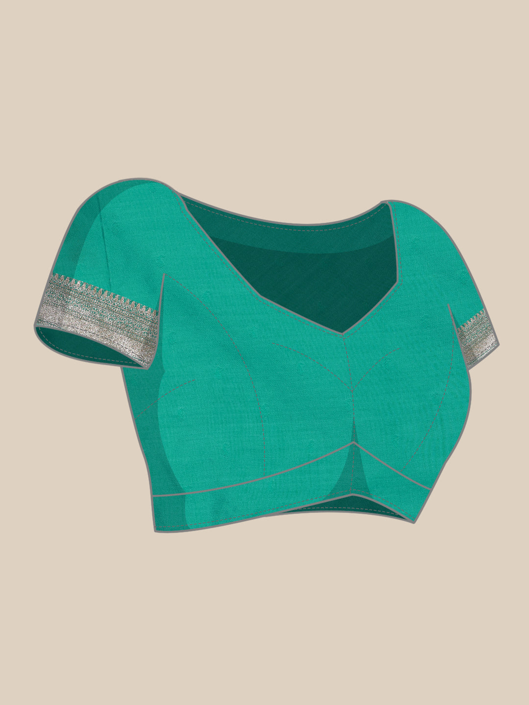 Turquoise Cotton Woven Zari Design Floral Saree with Unstitched Blouse - Hiral Fashion